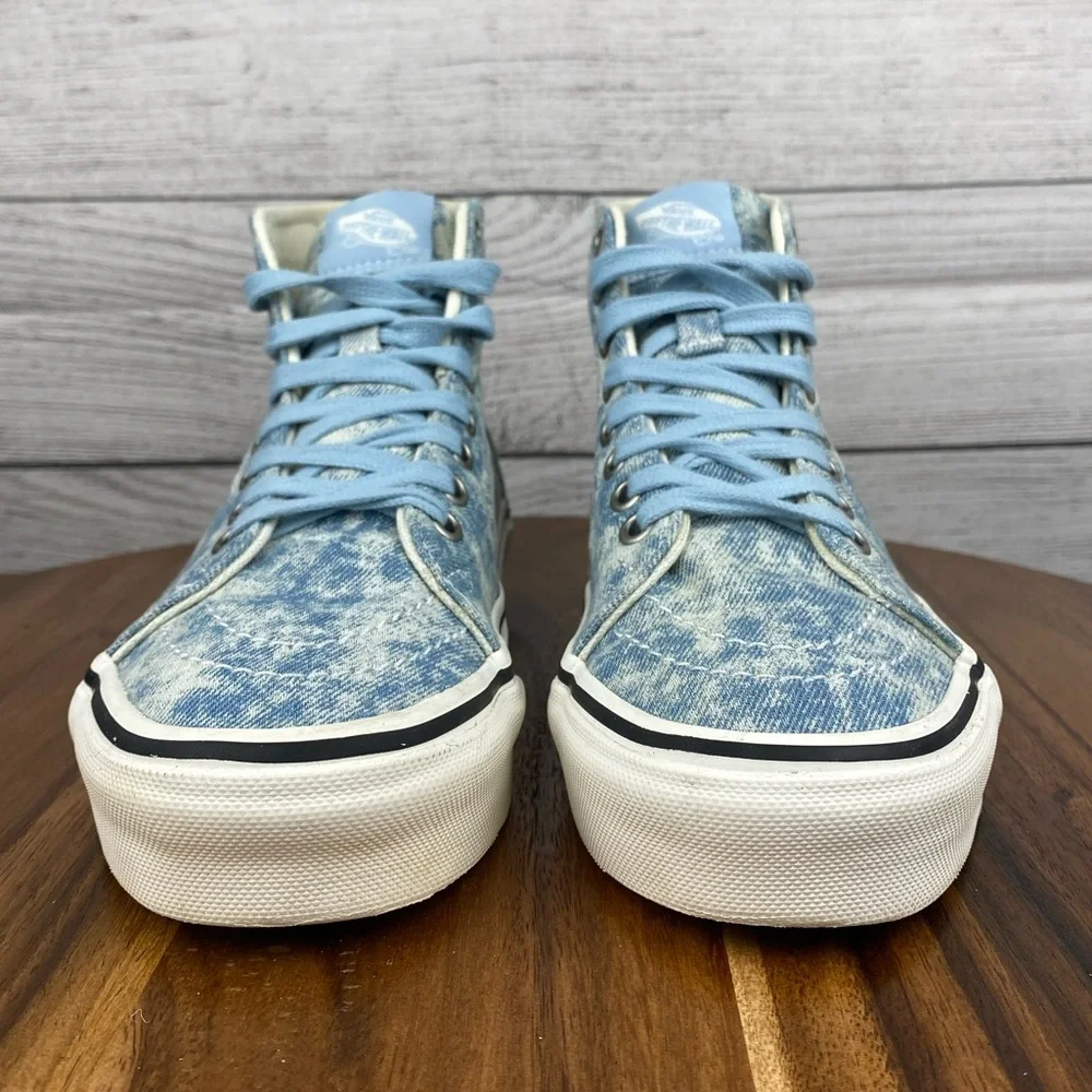 Vans Sk8 Hi Tapered Denim Destroy Winter Sky Sneaker Women’s Shoe Size 6.5 - Picture 5 of 11